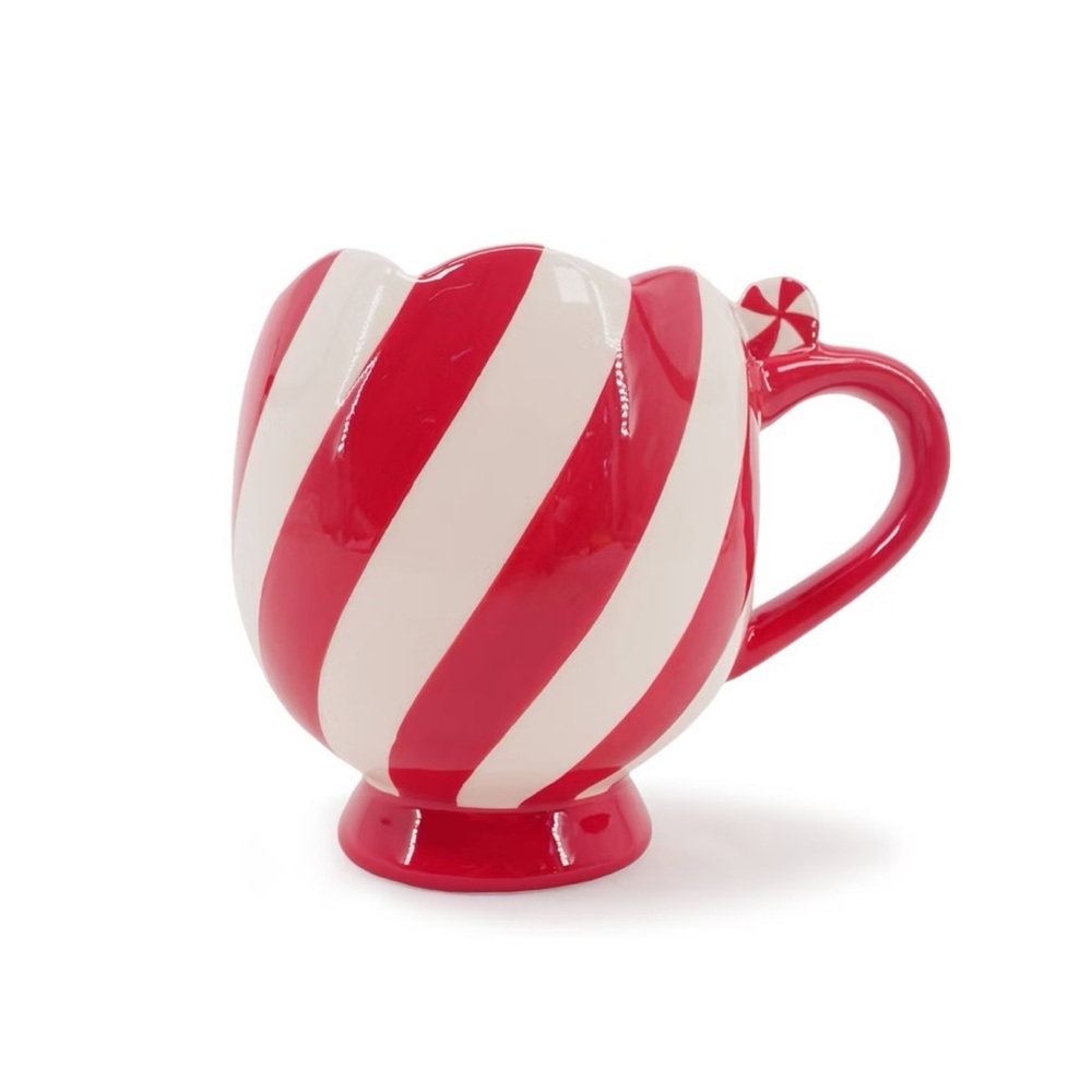 9 fl oz Scalloped Edge Christmas Candy Cane Ceramic Mug - Target 2025